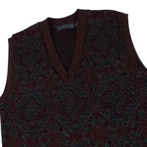 Crossings Vintage Paisley Wool Sweater Vest Made in the USA Men's XL